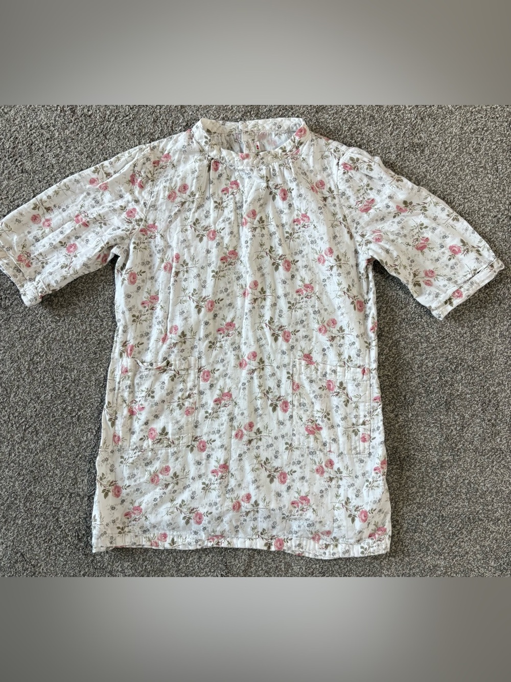 Bonpoint White Tunic Dress with Pink Rose Print